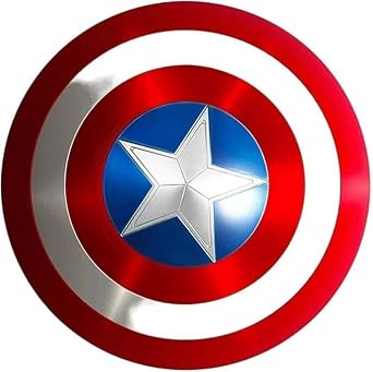 Vintage Metal Captain Shield America, Handmade America Shield for Cosplay, Halloween Party 24 Inch, LARP Combat Shield Cosplay Shield, Red Home Decor