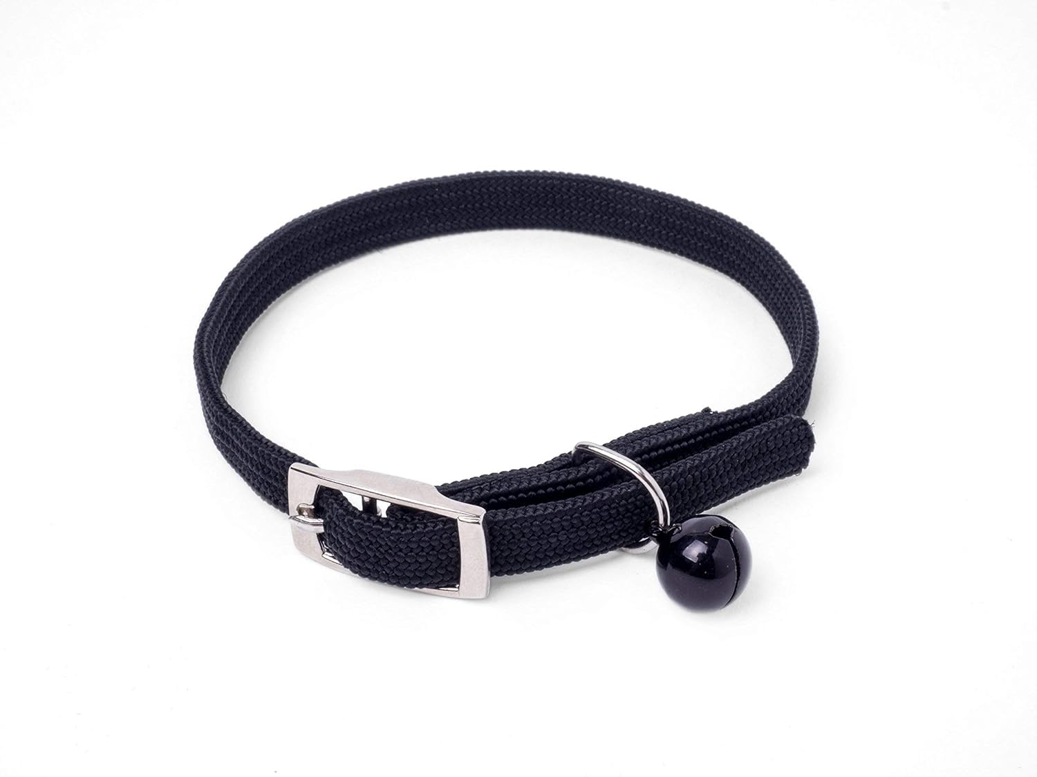 Stretch Nylon Cat Collar with Safety Clip, Smart Safe Quality Collar, Black