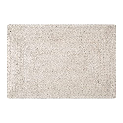 Hausattire Hand Woven Jute Braided Rug, 2'x3' – Off White, Reversible Boho Entry Area Rugs for Kitchen, Living Room I Farmhouse Indoor Outdoor Decorative Floor Rug, 24x36 Inch