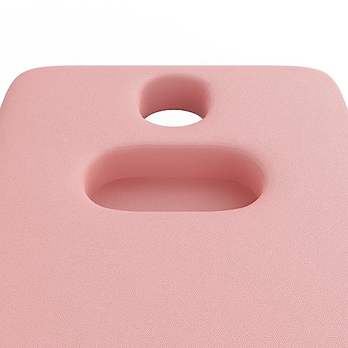Image of Pink Wide Stationary Massage Table with Backrest for Treatment Table Physical Therapy Table Spa Facial Bed, Metal Frame PU Leather 31.5'' Wide 75'' Long Heavy Duty Professional Stationary Massage Bed
