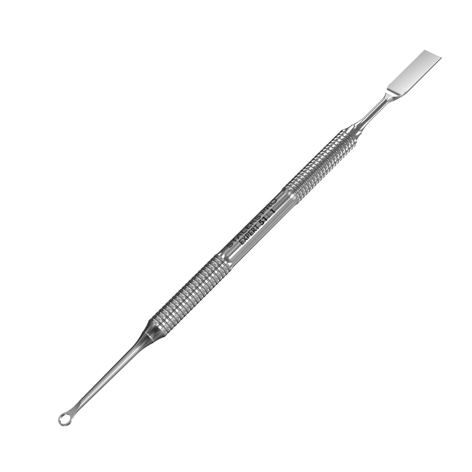 STALEKS PROManicure Pusher Expert 51 Type 1 – Professional Cuticle Pusher Tool With Ring Stainless Steel Manual Sharpening Ergonomic Grip Corrosion Resistant Ideal For Manicure & Nail Care