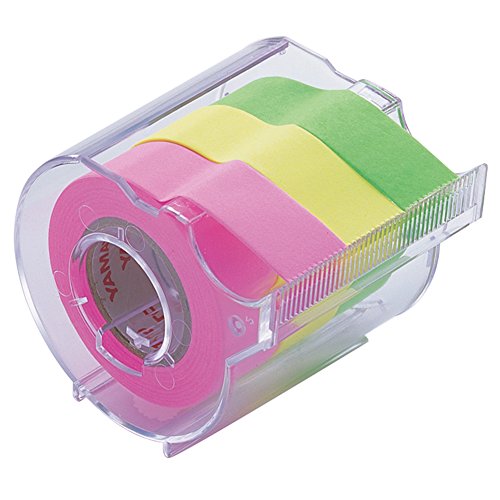 Image of Yamato Memoc Roll Tape, Self-Stick Memo Paper Tape, with Tape Dispenser, 15mm x 10m, 3-Color Set, Rose, Lemon & Lime, 1 ea. (RK-15CH-B)