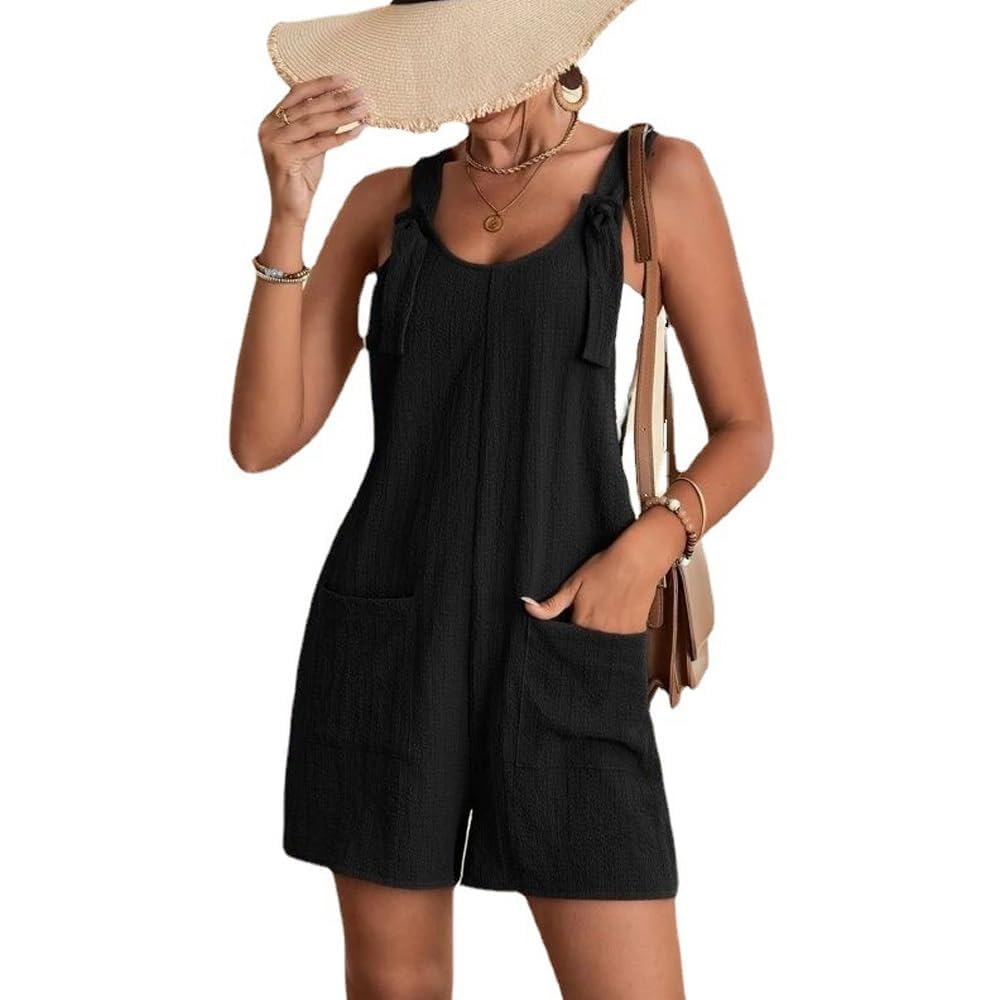 Mono Mujer Verano Corto Sexy Sin Mangas Color Sólido Jumpsuit Mujeres Confort Mono Negro Playsuit Fascinante Holgado Monos