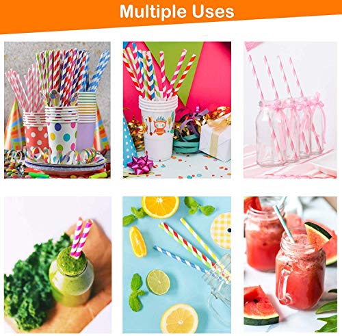 Image of GL Creation Premium Biodegradable Rainbow Paper Straws Eco-Friendly Assorted Colorful - Party Decoration Supplies Mad in India. (6 MM, 400)