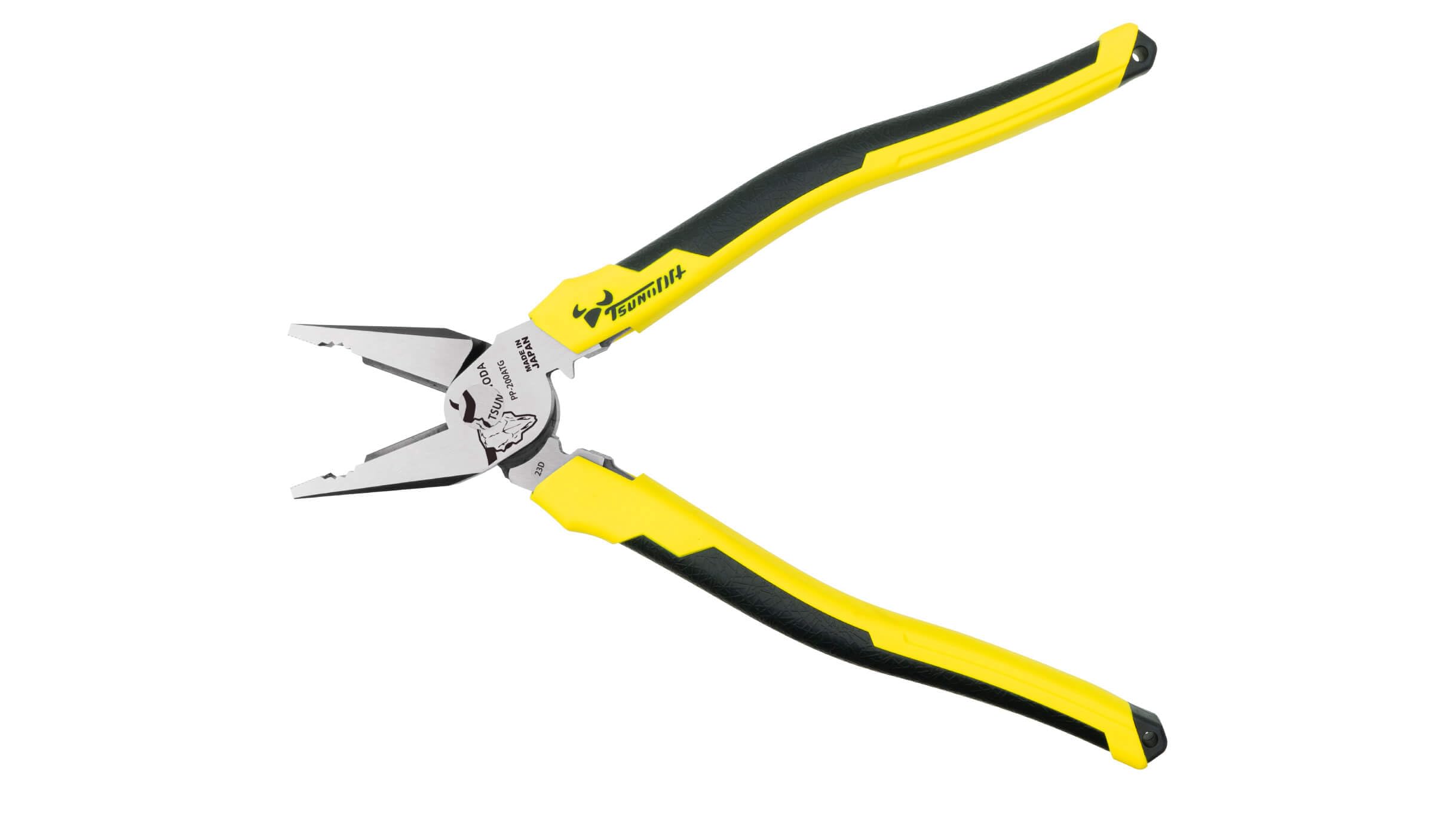 Tsunoda PP-200ATG - Alicates de energía eléctrica, 7.9 pulgadas, 331 g, acero inoxidable, ancho de corte 0.4 cm, con función de crimpado