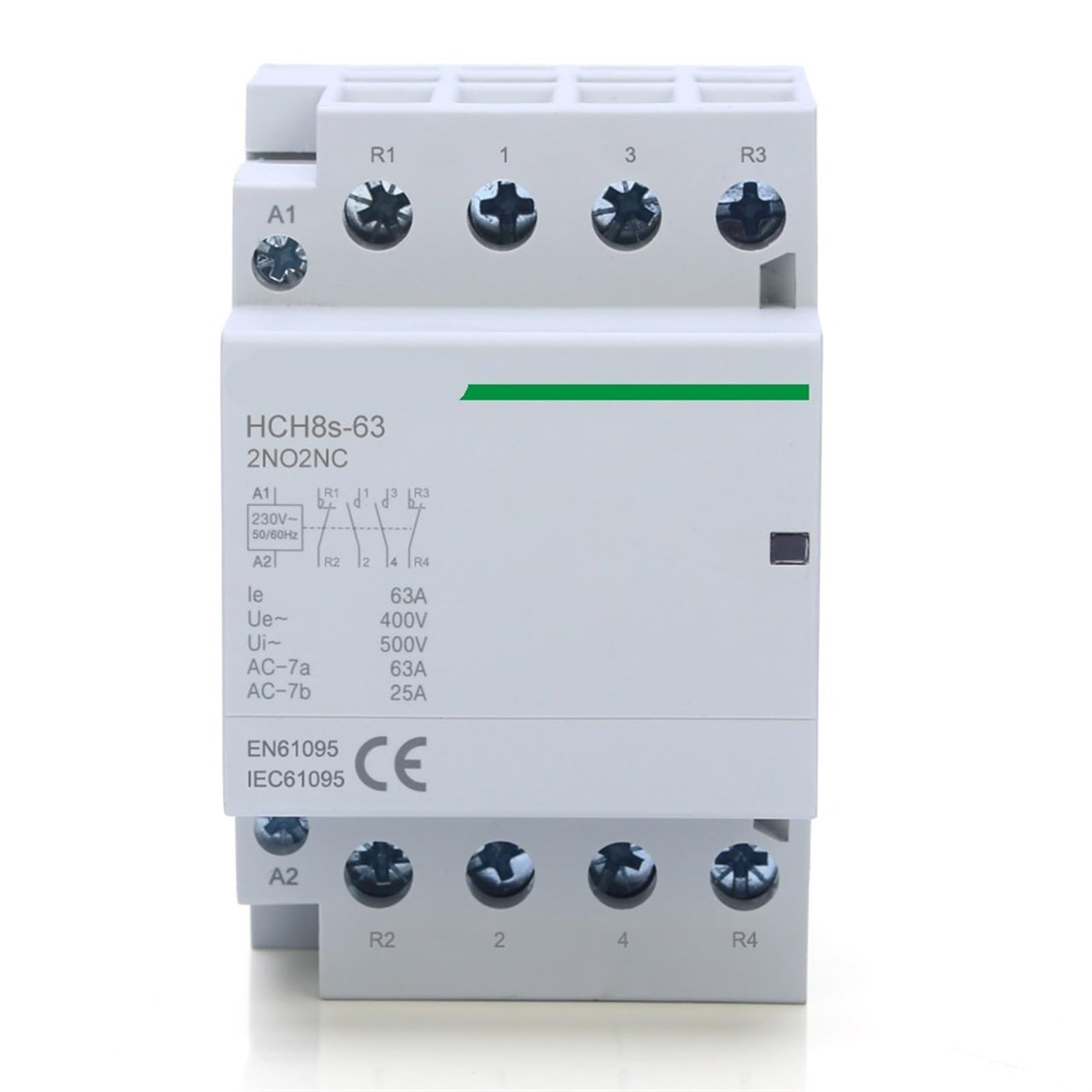 Stycznik modułowy HCH8s-63 50 Hz 60 Hz 4P 63 A 4 NO 4 NC 2 NC 220 V 110 V 24 V DC Automatyczny do użytku domowego 1 szt. (4P 63A 2NO2NC AC230V)