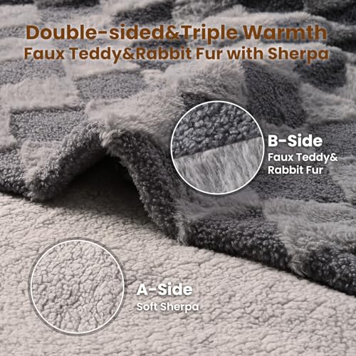 Image of Bearhug Heated Blanket Throw 50 inch x 60 inch Electric Blanket, Reversible Brown Plaid Sherpa Heating Blanket, 6-Heat Levels & 4H Auto Off, ETL, Machine Washable