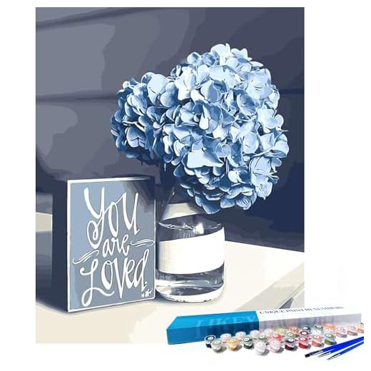 LikeyFactory Paint by Numbers Kit for Adults on Canvas with Paintbrushes Color Acrylic DIY Drawing Premium Quality Colorwork Paintwork Flowers Bigleaf Hydrangea 16x20inch