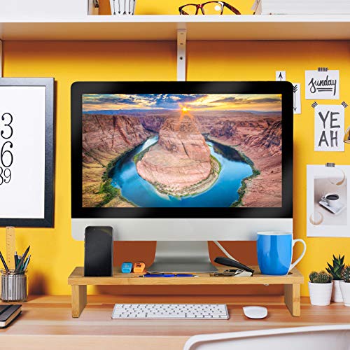 Relaxdays Supporto per Monitor in bambù, con