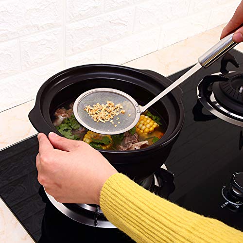 Tbwhl Hot Pot Mesh Skimmer Spoon 304 Stainless Steel Oil Fine Mesh Strainer For Skimming Grease And Foam Hook Design (3Pcs Dia 3.1,3.9,4.7 Inch) #TOP5