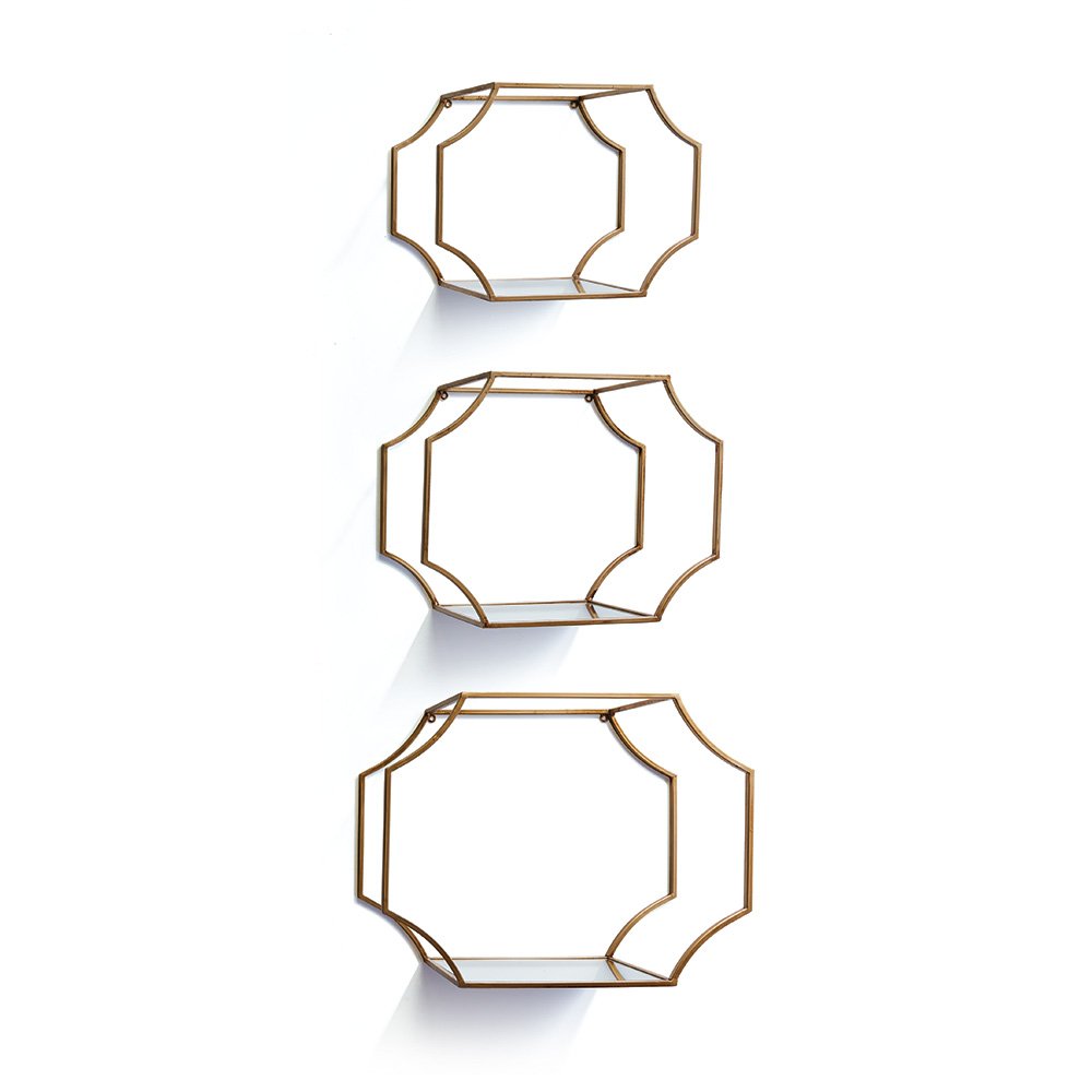 Napa Home & Garden Hudson Mirrored Wall Shelves Set of 3 Gold
