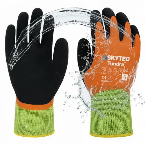 Image of Skytec Tundra Thermal Work Gloves - Waterproof Latex Grip Gloves for Cold Weather - Heat & Cut Resistant Safety Gloves - EN388, EN511, EN407 Certified - Winter Gloves for Men & Women (Xtra Large)