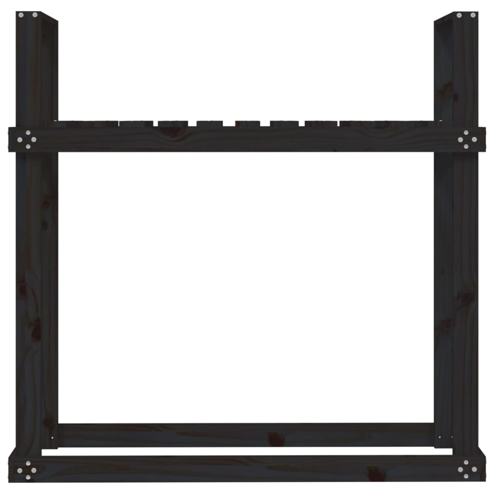 Brokky Portalegna Nero 110x35x108,5 cm in Legno Massello di Pino-Portalegna da Esterno per Legna da Ardere Robusto Impilatore di Legno Scaffale Porta legnaia da ardere