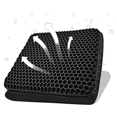 Image of Gel Chair Cushions,Cooling seat Cushion Honeycomb Design Super Breathable Cushion for Summer Home Office Chair Car Wheelchair (Black)