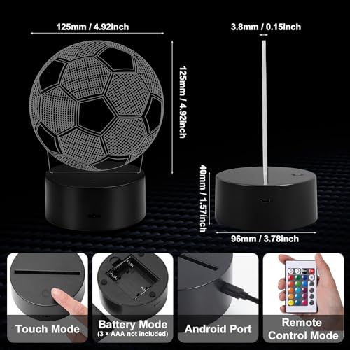 Lámpara 3D de ilusión óptica fútbol con control remoto miniatura 5