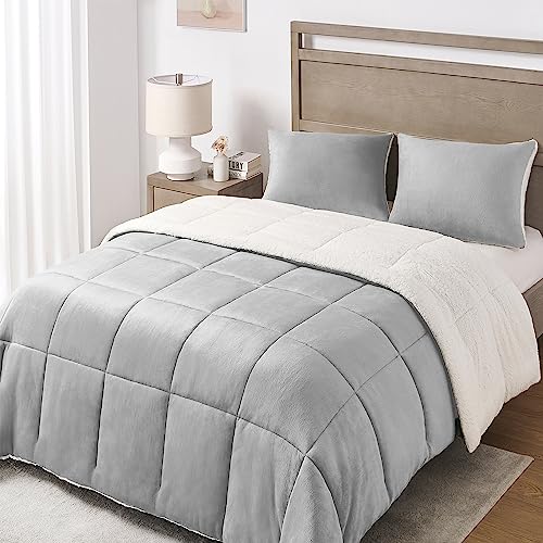 Encuentra reviews de Edredones para invierno - solo los mejores. 37 Basic Beyond - Juego de edredón de forro polar y felpa para cama tamaño Queen, juego de edredón suave y cálido para invierno, color gris, 223 x 223 centímetros.