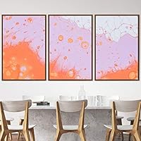 3 Piece Framed Canvas Wall Art Abstract Brushstroke Pink Pastel Liquid Canvas Prints Home Artwork Decoration for Living Room,Bedroom - 16