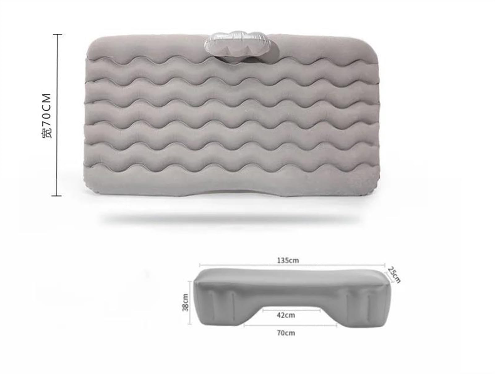 Generico Materasso Gonfiabile da Campeggio, Letto Gonfiabile per Sedile Posteriore Auto, Cuscino Gonfiabile da Viaggio per Esterni, Materiale Floccato Antiscivolo in PVC (Three)