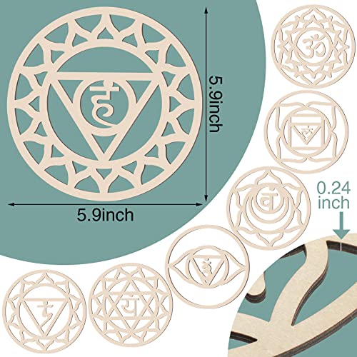 7 Pack Sacred Geometry Wall Art Wooden Chakra Wall Art Crystal Grid Board Yoga Wall Decor Hindu Decor Meditation Spiritual Decor For Bedroom Geometry Hanging Sculpture Home Decor 5.9 X 5.9 Inch #TOP1