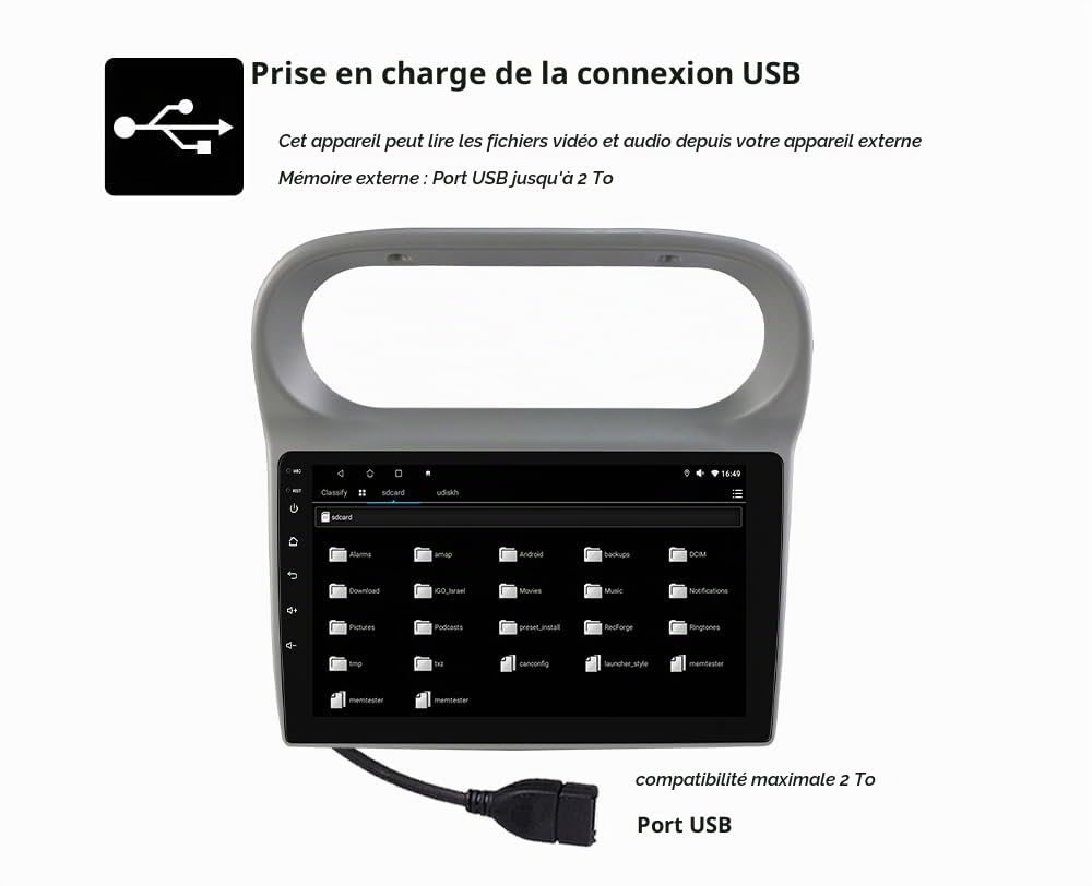 Ossuret Autoradio pour Renault Twingo 2005-2013, 9 Pouces Android 14 écran Tactile 2+32 Go Navigation GPS Compatible avec Carplay Android Auto WiFi Bluetooth Commande au Volant TPMS (Modèle A)