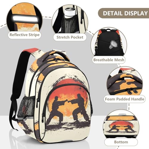 Karate Master Backpack for Kids Elementary School Bag Boys Girls Bookbag Travel Backpack Daypack4