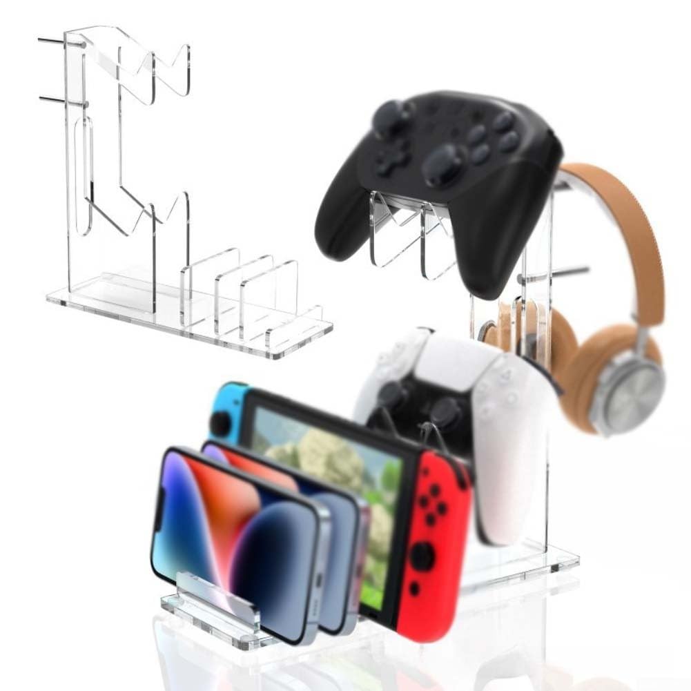 Console di gioco 8 in 1 in acrilico per PS5 Xbox Switch, supporto trasparente per controller, cuffie e tablet, perfetto per configurazioni di gioco nizzate