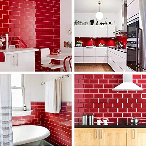 Stickgoo Peel And Stick Subway Tile, Stick On Tiles Backsplash For Kitchen & Bathroom In Red (Pack Of 10, Thicker Design) #TOP4