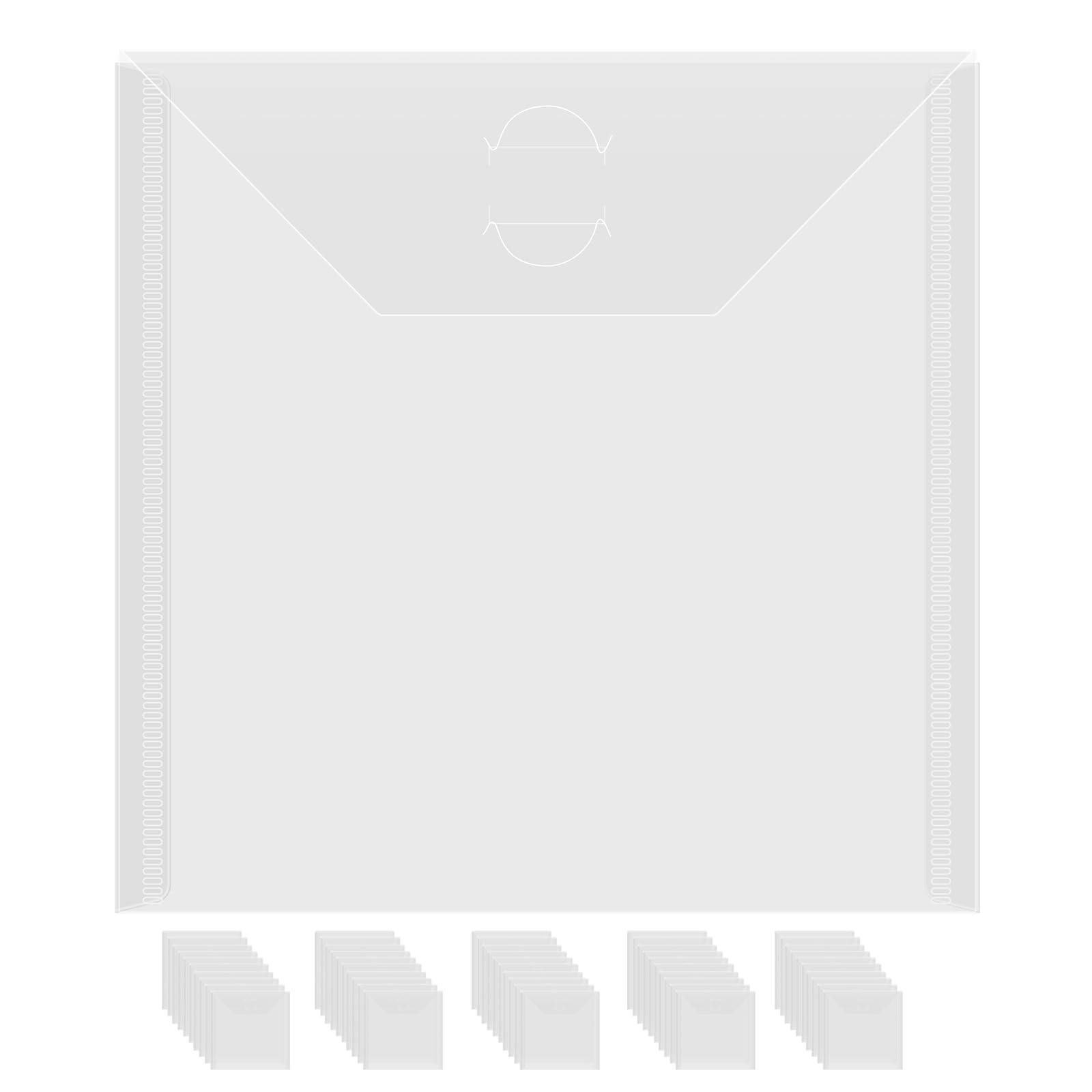 Briartw 50 Pack Storage Envelopes,Clear 6.4x6.4 Resealable Plastic Envelopes Pockets for Cutting Dies Stencil Crafts Organizer Holder,Storage Bag for Clear Stamp,Die Cuts,Scrapbook Paper,Photos