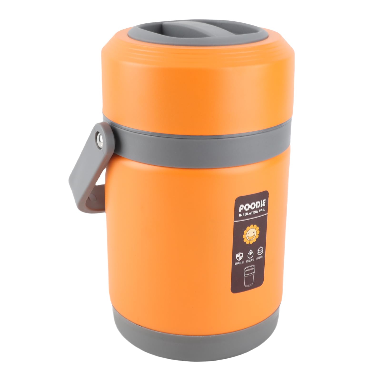 SIXRUN Kochtopf, 2 L Tragbarer Lebensmittelbehälter aus Edelstahl mit 304-Tablett, Wasserbeständiger IPX5-Hebetopf mit Konstanter Temperatur, 3 Plus 1 Behälter für Reisen, Camping, Büro (ORANGE)
