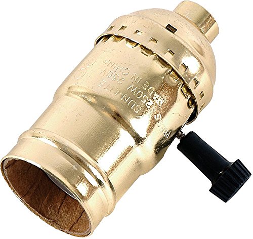 Power Gear 3-Way Lamp Socket Medium Base Turn for Low-Medium-High Light Settings for Floor and Table Lamps DIY Project UL Listed Brushed Gold 54372