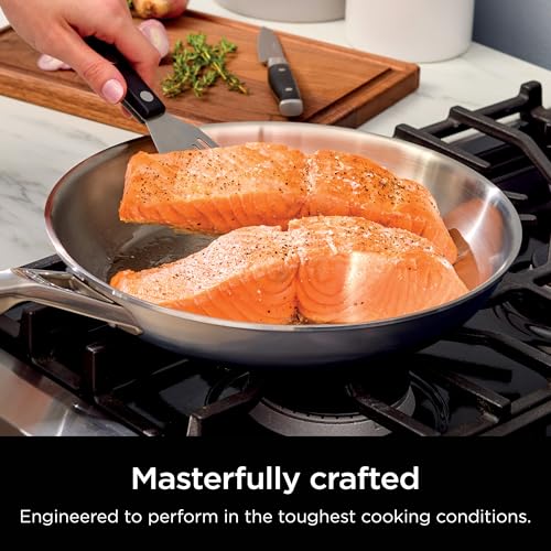 Image of Bundle of Ninja Everclad Commercial-Grade Stainless Steel 12 inch Fry Pan & ProChef Wireless Meat Thermometer Probe for Indoor Cooking, Bluetooth App Connection, Flareup Resistant, Waterproof, US Only