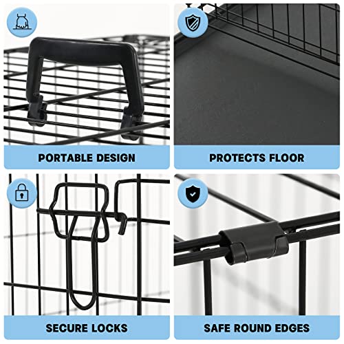 Dog Crate Dog Cage M L XL,Foldable Metal Puppy Dog Crates with 2 Doors with Chew Resistant Plastic Base Tray and Carrier Handle - Image 4