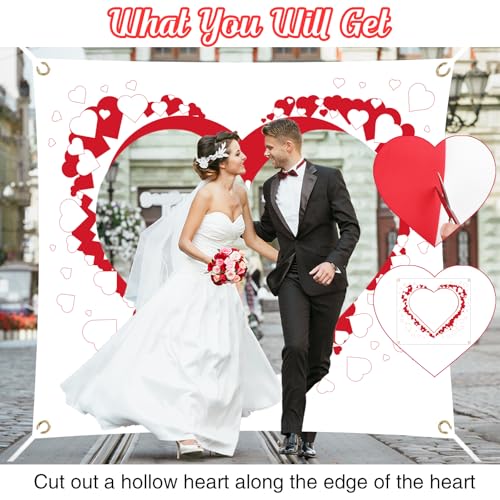 Hochzeitsherz zum Ausschneiden, 200x180cm Herz zum Ausschneiden Hochzeit, Hochzeitslaken mit 2 Scheren, Herz Ausschneiden Hochzeit Standesamt Deko - für Hochzeits Dekorationen (Herz)