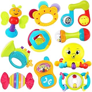 EastSun Baby Rattle Toys 0-6 Months Sensory Toy 10 Pcs Gift Set for 3 6 9 12 Month Newborn Infant Boys Girls Early Educational Toys