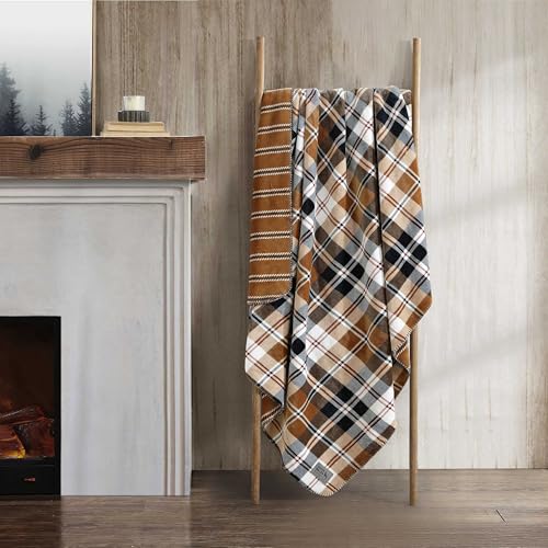 Image of Eddie Bauer - Throw Blanket, Ultra-Soft & Reversible Plush Bedding, Throw Blanket for Couch & Bed (Trailhead Plaid Beige, 60 inch x 70 inch)