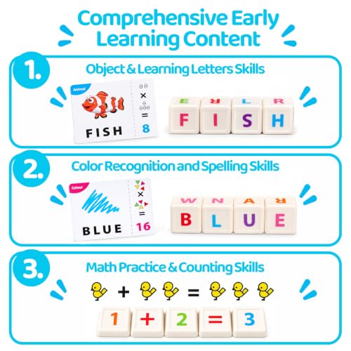 Matching Letter Games for Kids, Spelling & Math Learning Educational Toys for 3-8 Year Old Boys Girls, Sight Words Alphabet Flash Cards, Preschool Kindergarten Gift for Toddlers 4 5 6 7 Year Olds - image 2