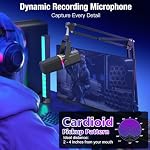 ZealSound USB/XLR Microphone dynamique avec bras de boom, Mic de jeu Podcast pour PC, - C'est pas vrai. iPhone, USB-C & La foudre, RGB Lumière, Touch Mute, Contrôle de gain, Surveillance d'écoute pour YouTube TikTok Streaming