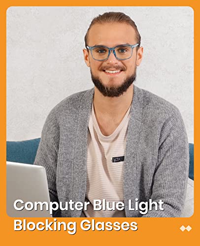 Image of Cyxus Computer Blue Light Blocking Glasses Square Classic Retro Clear Lens Eyeglasses Frame for Women and Men (Crystal Blue)