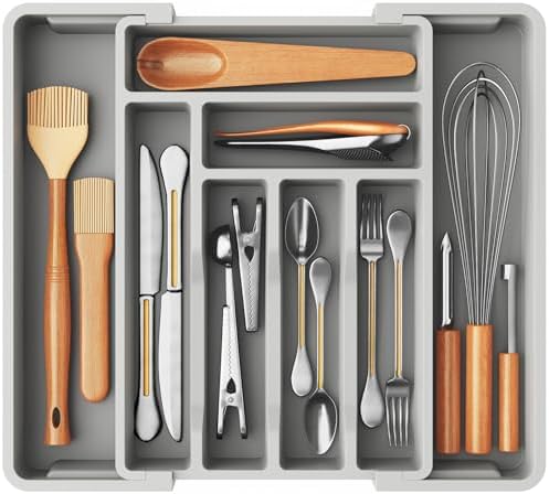 Pipishell Organizador de cubiertos, organizador de cajones de coc...