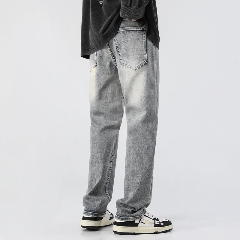 Men's Jeans Summer Vintage Stretch Retro Casual Straight Leg Denim Pants4