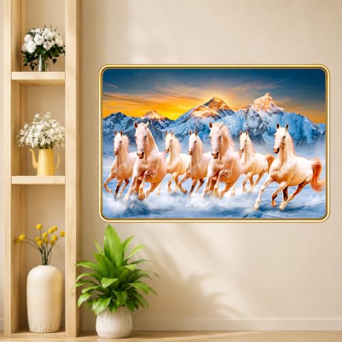 Image of 7 Running Horses Vastu Photo Frame, 16x24 Inch