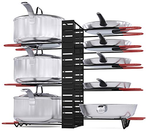 Pot Rack Organizer, 3 DIY Methods, Height and Position are Adjustable 8+ Pots
