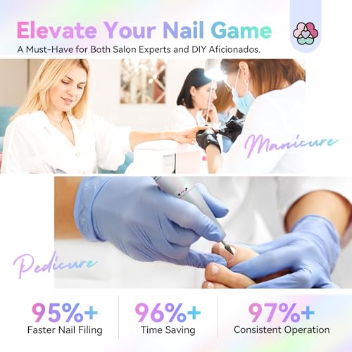 SAVILAND Advance Nail Drill for Acrylic Nails Professional: 40000RPM Nail Drill 6000mAhm High Capacity 2025 Rechargeable Electric Nail File 13 Drill Bits for Nails Manicure Pedicure E File Sky Realm - Thumbnail 5