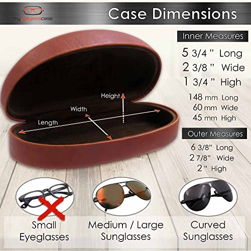Image of MyEyeglassCase - Large Sunglasses Case - Glasses Holder with Pouch & Cloth - Eyeglass Hard shell Medium - Extra Large frames