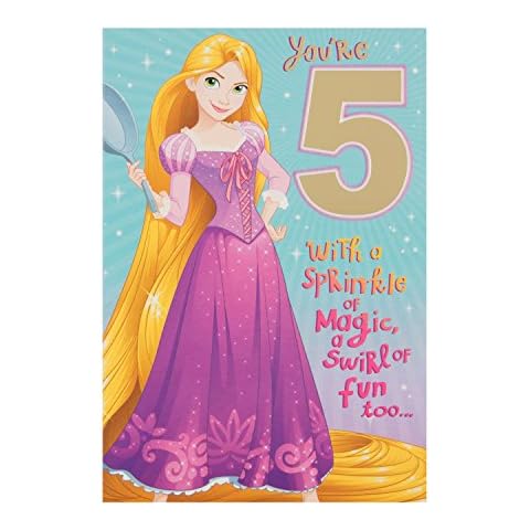 Hallmark 5th Birthday Card - Disney Princess Rapunzel & Pan Design Cover