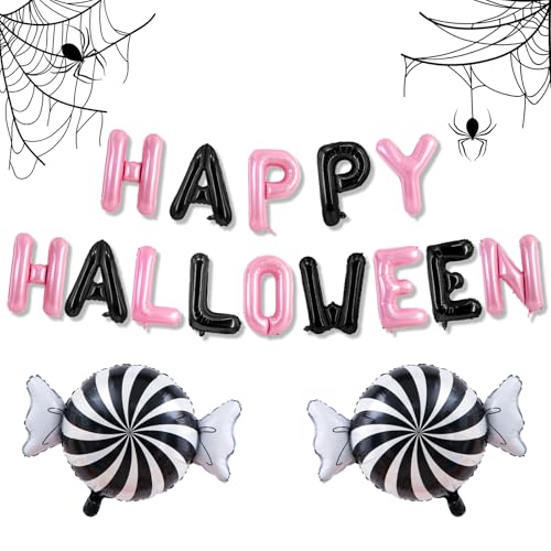Halloween Balloon Letter Sets, Pink Happy Halloween Party Decorat...