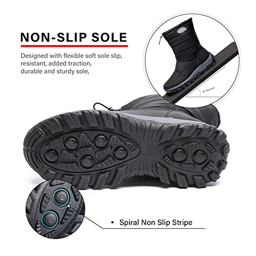 Womens Warm Fur Lined Winter Snow Boots Waterproof Mid Calf Boots Outdoor Booties Comfortable Drawstring Winter Shoes For Women #TOP3