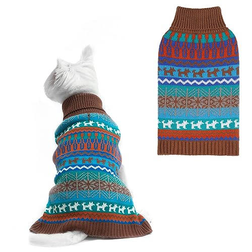 Image of Mihachi Dog Sweater - Winter Coat Apparel Clothes with Colorful Stripes for Cold Weather