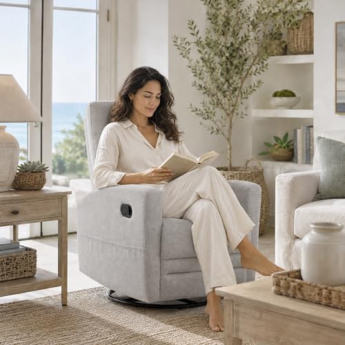 Image of Dream On Me Chatham Deluxe Nursery Glider Recliner, Amazon Exclusive, Soft Pebble