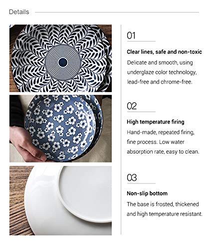 Gegong 12 Inch Fish Plate Blue And White Porcelain Dish Serving Plate Floral Dinner Shallow Plate Appetizer Salad Dessert Snack Plate (Tang Grass) #TOP4